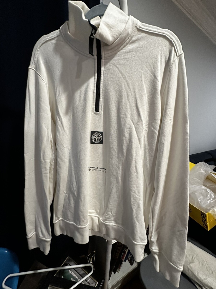 Stone Island White Zip Up Sweatshirt “68-15 Stone Island Stone Island White Zip Up Sweatshirt “68-15 Stone Island