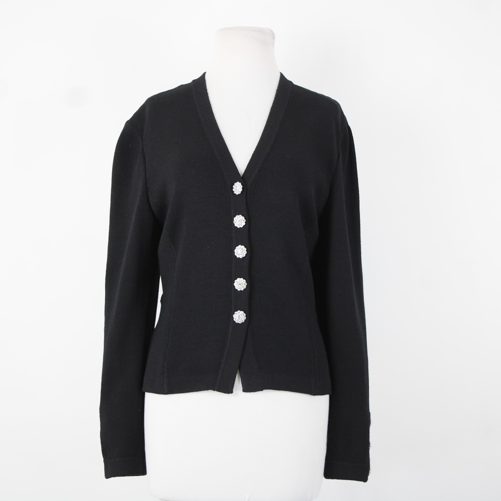 St John Evening Basic Sz 6 Black Rhinestones Half… - image 13