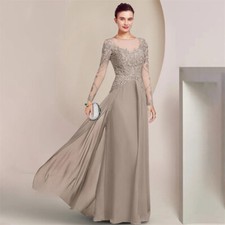 Long Sleeve Mother of the Bride Dress For Wedding Elegant Party Applique Lace