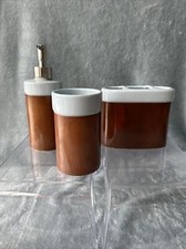 Nautica Brand Essex Bathroom Accessory Set/3 Toothbrush Holder Soap Dispenser