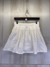 Banana Republic Eyelet Ivory Off White Cotton Skirt Size 0-9452