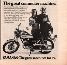 1972 Yamaha 200cc Street Motorbike Vintage B&W Print Ad