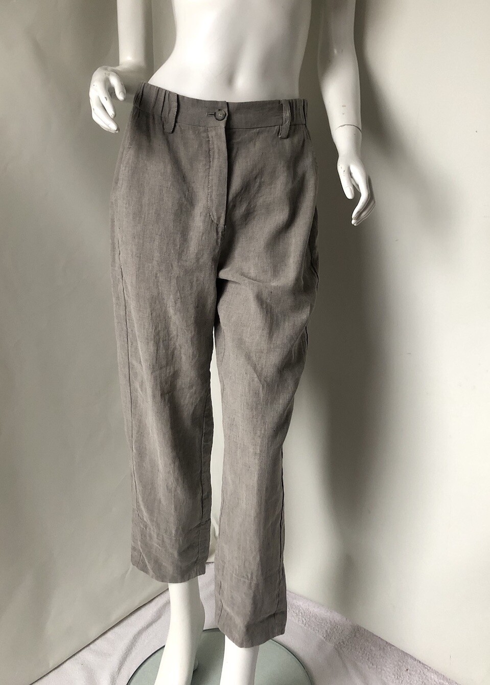 Annette Gortz Solo Linen Mix Trousers in Greige Lightweight Size 38 UK 12
