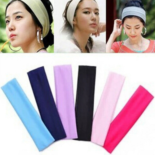 Womens Mens Stretch Headband Sports Yoga Gym Hair Band Wrap Sweatband Headwear - Picture 1 of 31