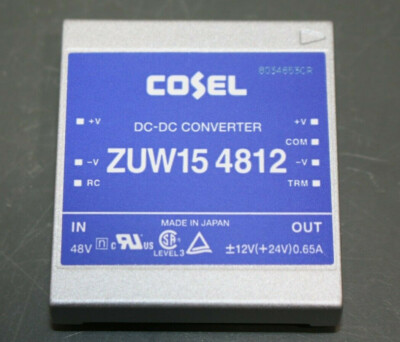 Cosel DC-DC Converter ZUW154812, 48V DC to 24V DC Output, +/-12V, 0.65 A, 15.6 W