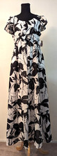 New Taylor sz 6 Maxi Dress flutter sleeve empire waist black n white 2519