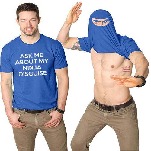 Ask Me About My Ninja Disguise T-Shirt- Funny Fancy Dress Eyes Flip Unisex Top - Picture 13 of 131