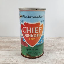 Chief Oshkosh Beer Can Straight Steel Pull Tab Oshkosh Brewing Wisconsin Empty