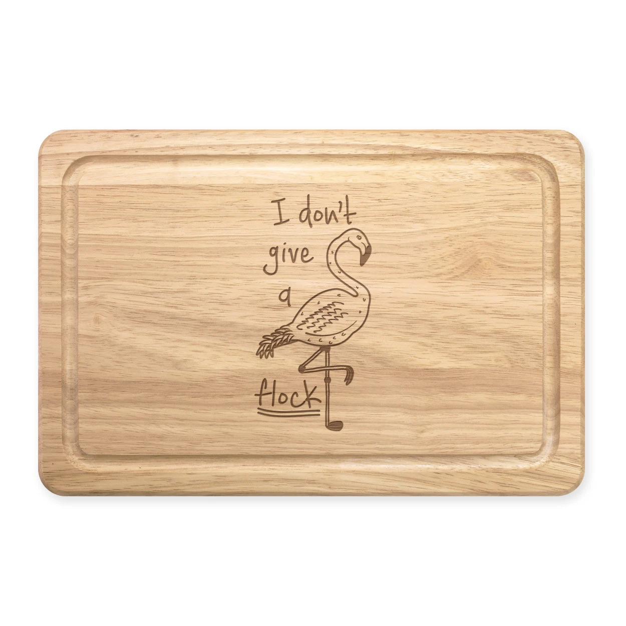 Flamingo I Don't Give A Flock Rectangular Wooden Chopping Board - Funny