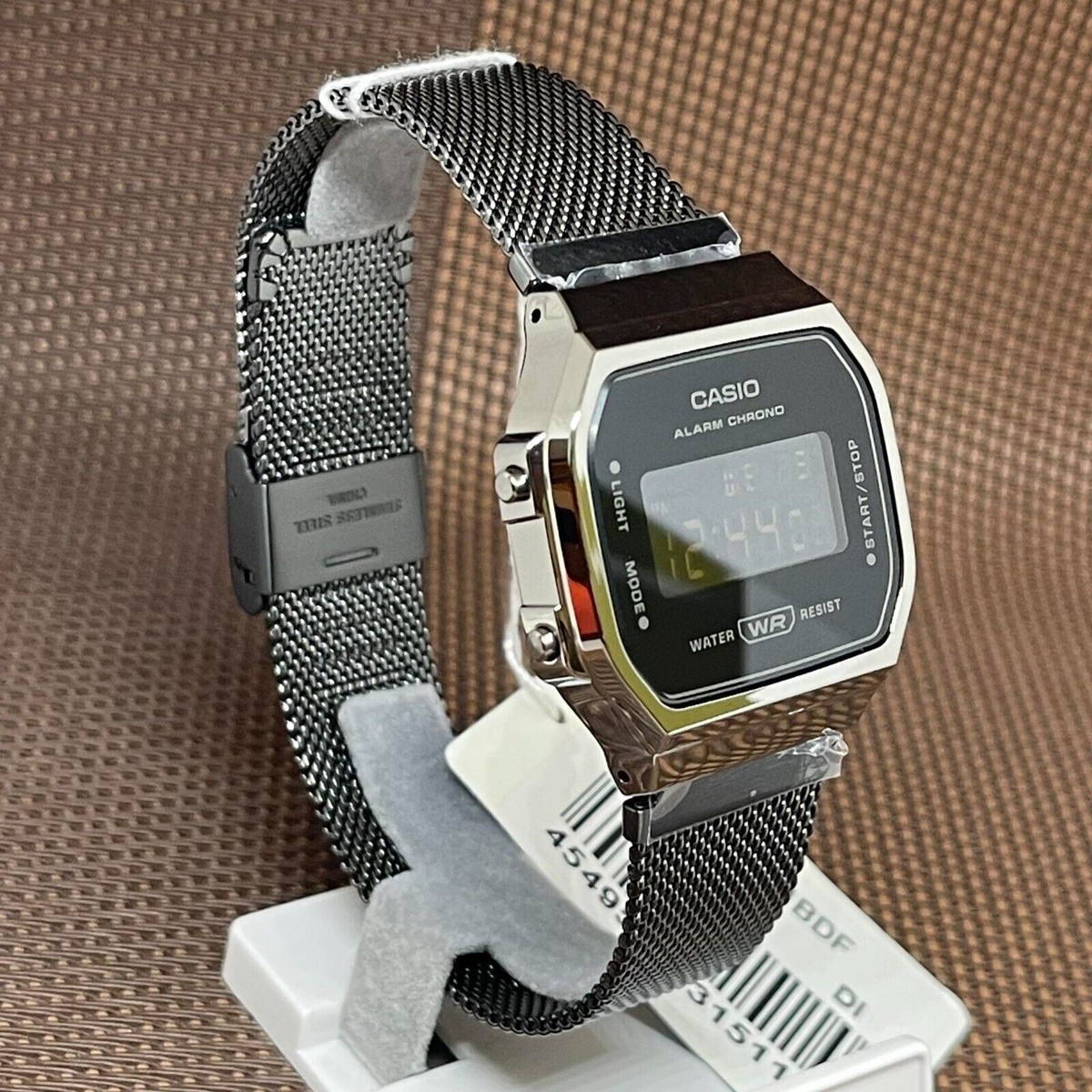 Casio A168WEMB-1B Gunmetal Black Ion-Plated Mesh Vintage Unisex