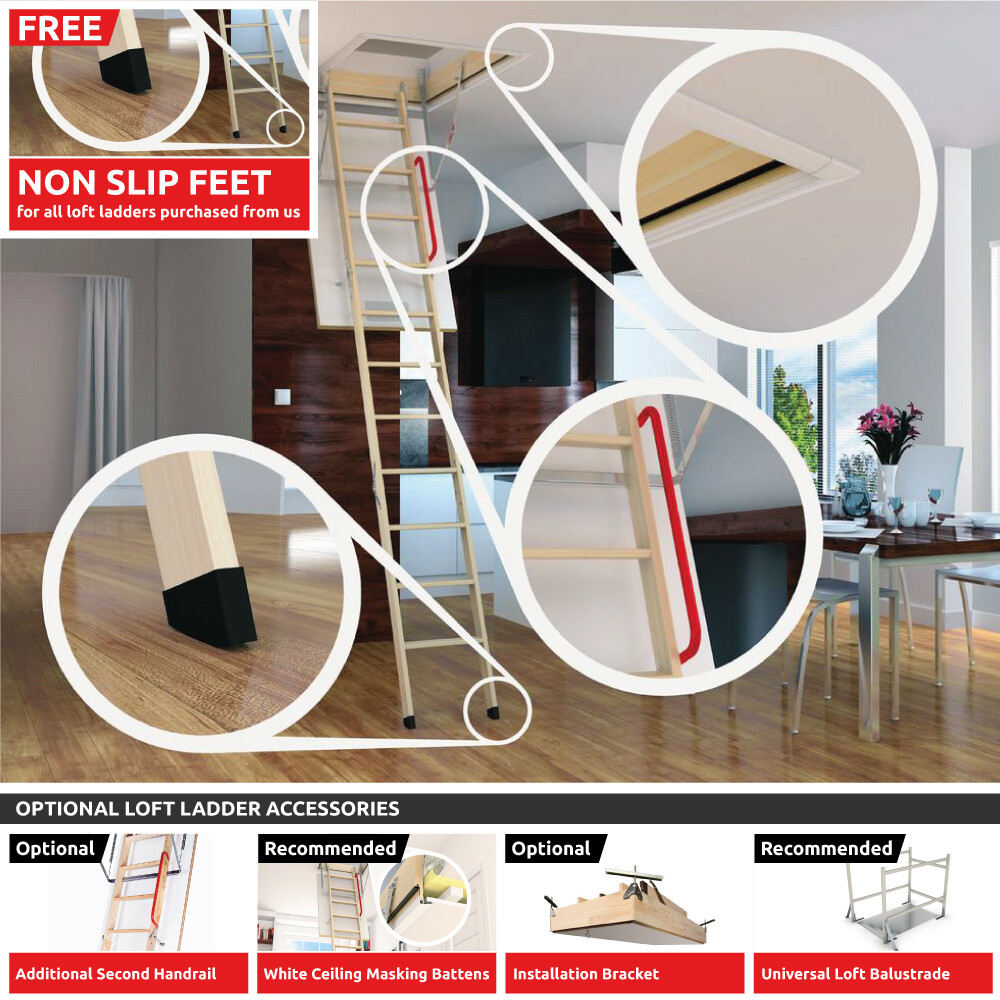 Optistep Best Wooden Folding Loft Ladders & Insulated White Hatch