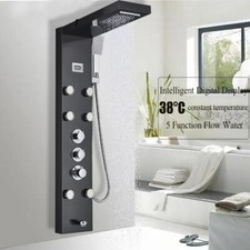 Shower Panel Tower Thermostatic System Stainless Rain Waterfall Massage Jet Tap