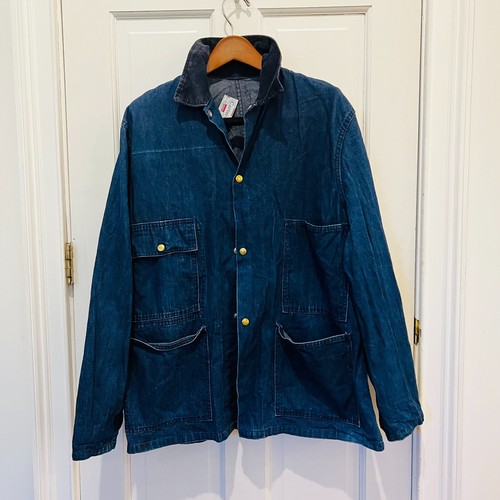 Vintage 50s Carters Watch The Wear Selvedge Denim Corduroy Collar Chore Jacket L - Picture 2 of 24