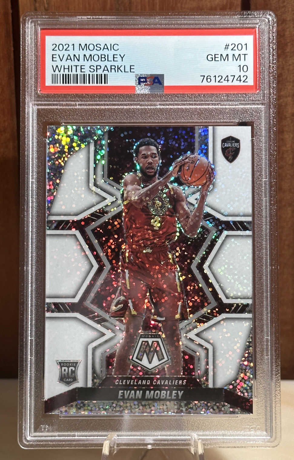 Evan Mobley 2021-22 Panini Mosaic White Sparkle Rookie RC #201 PSA 10 POP 3