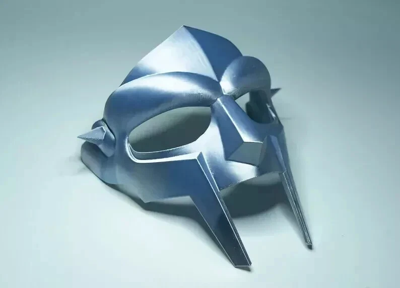 Mf doom mask finitura argento maschera pazzo cattivo regalo per Halloween/Natale - Immagine 2 di 4