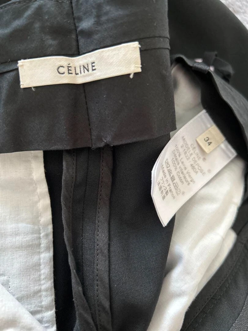 Pantaloni donna Celine roll up tuck fondo Phoebe nero check rosso donna taglia 34!