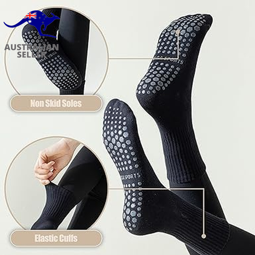 Pilates Yoga Socks with Grips for Women,Non-Slip Yoga Socks for Ballet,Hospital, - Picture 3 of 13