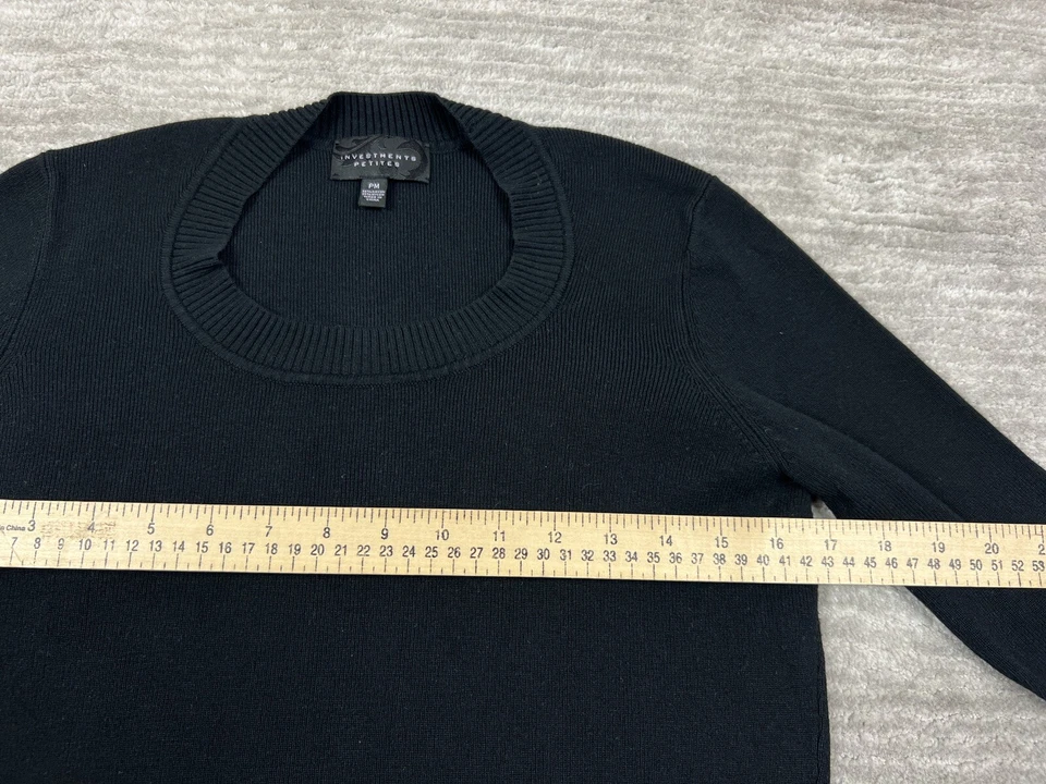 Suéter Pullover Investments Petites para Mujer PM Negro Manga 3/4 Foto 4 de 4