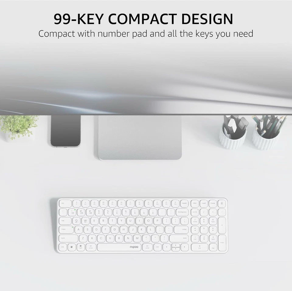 Rapoo E9310M Wireless Keyboard for Mac/iPad/PC, Multi-Device Bluetooth Keyboard - Image 3 of 4