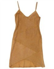 Evolution Womens Suede Slip Dress IT 42 Medium Beige FH23