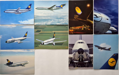 9 x LUFTHANSA Flugzeuge Postkarten Lot Flugwesen Airplanes Aviation Airlines