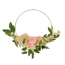18 in. Spring Hoop Wreath with Peony, Rose an...