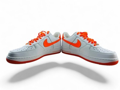 Nike Air Force 1 Low White Total Orange Neon Swoosh Men Size 8.5 Sneaker Clean