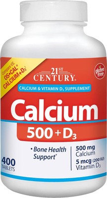 21st Century Calcium 500 mg Plus D3 Tablets, 400 Count