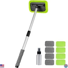 27" Extendable Windshield Cleaning Tool with Microfiber Cloth - Car Glass