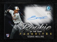 2019 Bowman Mega Box Black Mojo Refractor 1/1 Cedric Mullins #ROYFA-CM Auto 06z2