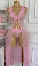 NEW Flower Petals Lacy Nightie Robe Negligee XL Panty Lingerie
