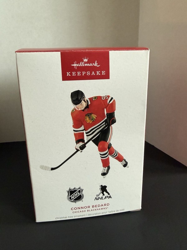 New in Box NHL CONNOR BEDARD CHICAGO BLACKHAWKS Hallmark Keepsake Ornament 2025