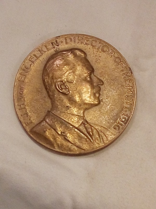1916 F.J.H Von Engelken Director Of The Mint 3 inch Bronze Medallion By US Mint