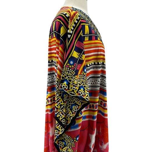 Abito donna vintage Winlar taglia unica caftano multicolore boho hippie copricostume - Foto 5 di 8