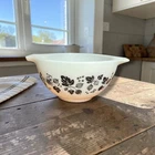 Vintage Pyrex Gooseberry Black Cinderella Mixing Bowl 441 MCM Milk Glass