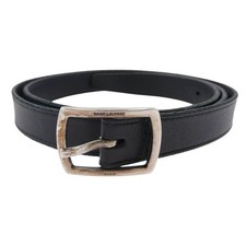 Saint Laurent Leather Narrow Belt Black Tone Used LIFE-0