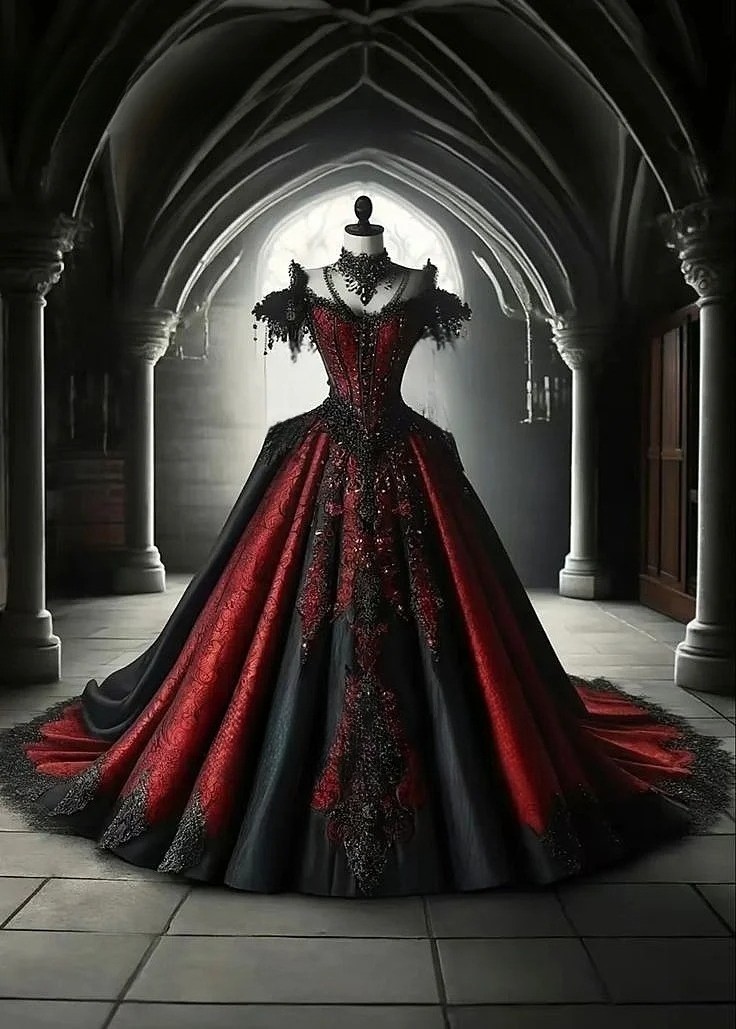 vintage black and red wedding dress Krista Black and Dark Red Wedding Dress| Brides & Tailor