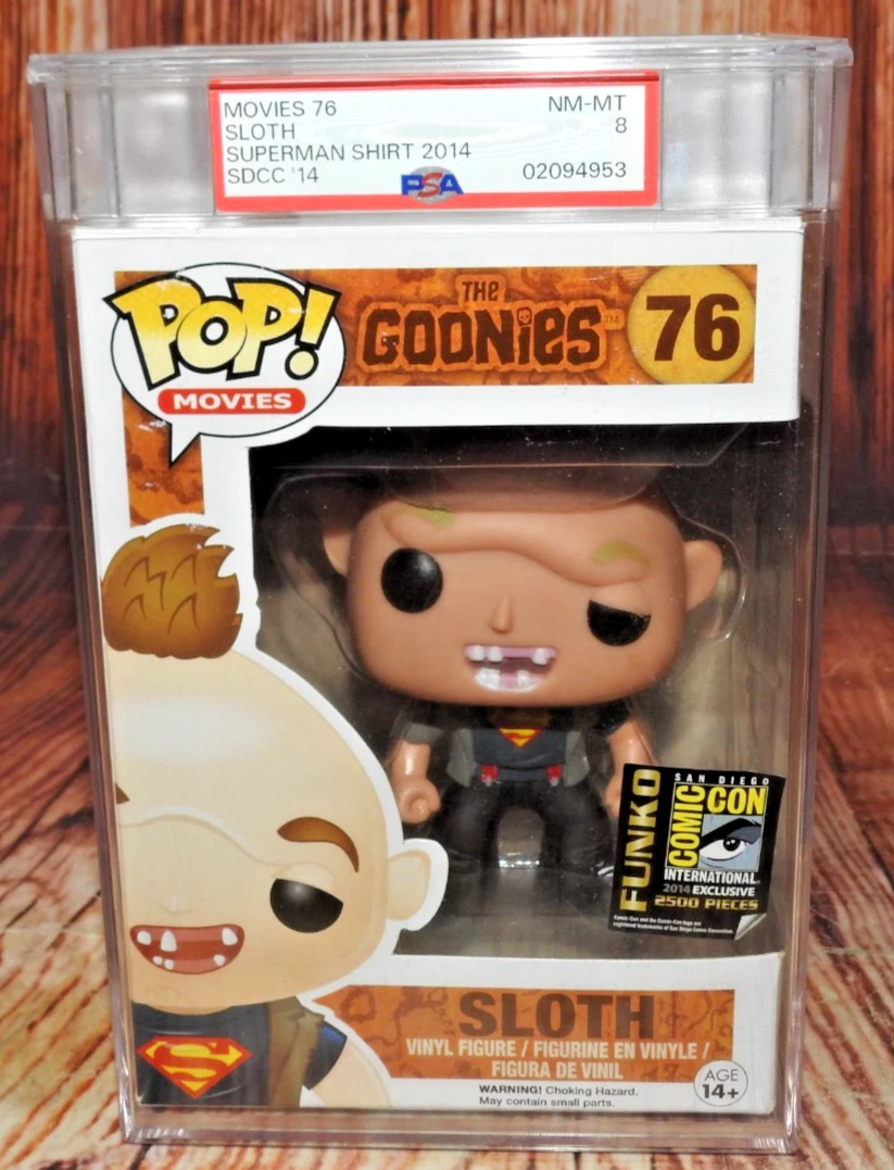 PSA graded 8 Funko Pop: The Goonies - Sloth SDCC 2014 Superman Shirt #76