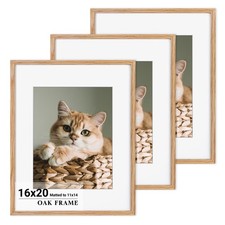 Heimlove 16x20 Picture Frame with 11x14 Mat Natural Oak 3 Packs