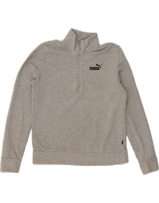 Puma Damen Zip Neck Sweatshirt Pullover UK 6 XS Grau Baumwolle SB02