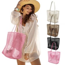 Casual Tote Bag Large Mesh Beach Accessories Purse Picnic Vacation Shoulder Bag