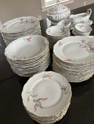Edelstein Bavaria Maria-Theresia Longview Porcelain Dinner Set Floral Gold Trim
