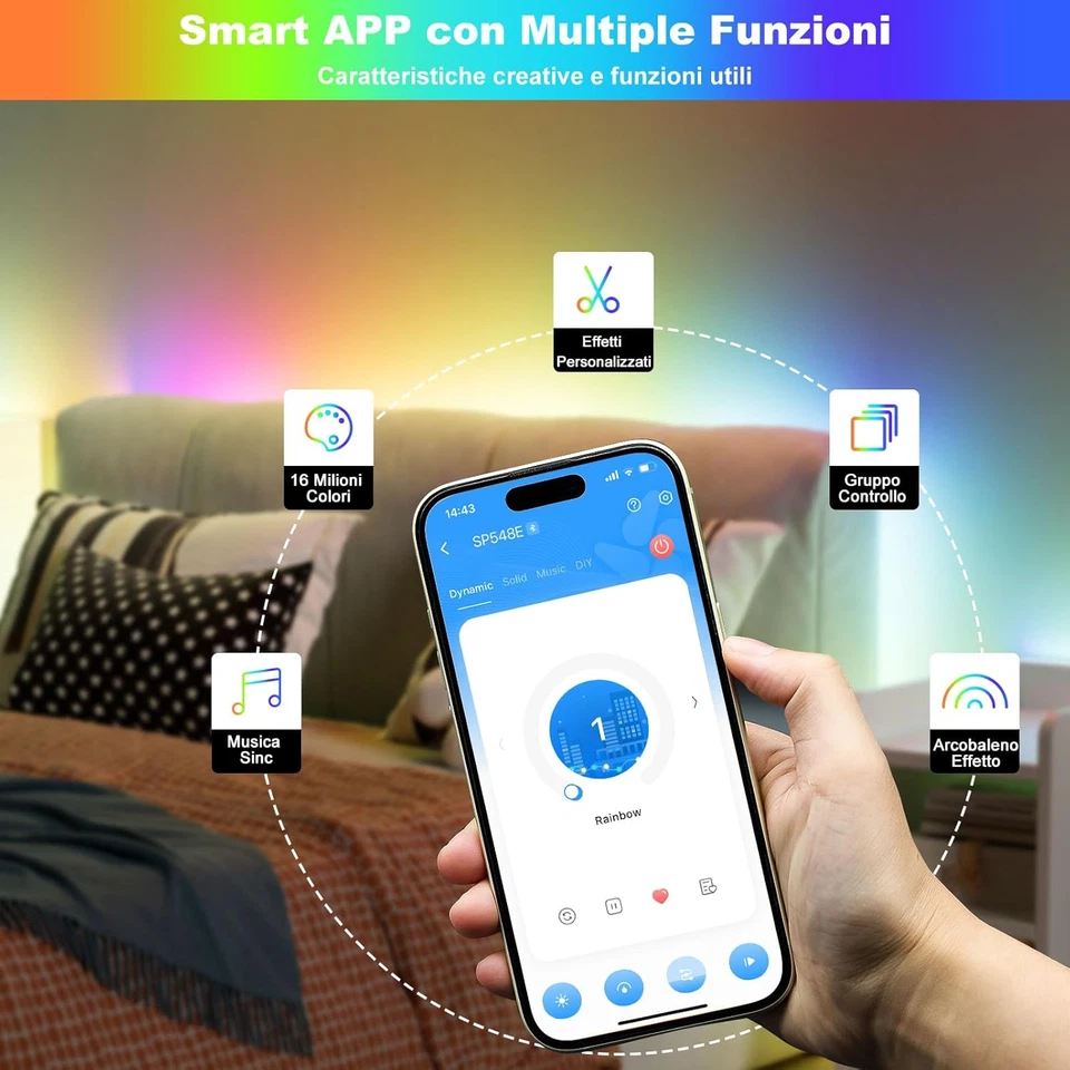 5V USB Striscia LED RGB Smart IC COB 3M,Striscia LED RGB Cambia Colore Indirizza - Immagine 3 di 4