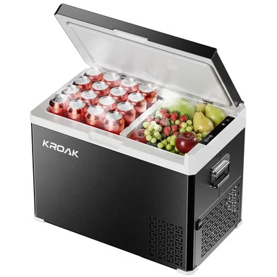 KROAK 40L TRAGBARE Kompressor KÜHLBOX AUTO VAN KÜHLSCHRANK Doppelzone 12V/24V/240V*
