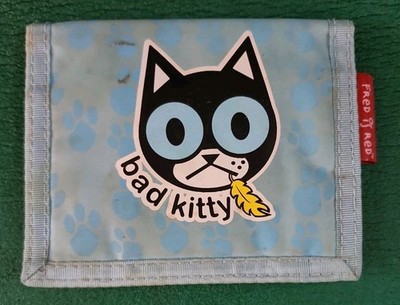 Vintage Y2K Fred Is Red  Bad Kitty  Wallet, Blue with Black Cat, RARE As-Is