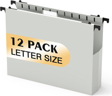 Extra Capacity Plastic Hanging File Folders,12 Pack Reinforced Hang Folder,Heavy
