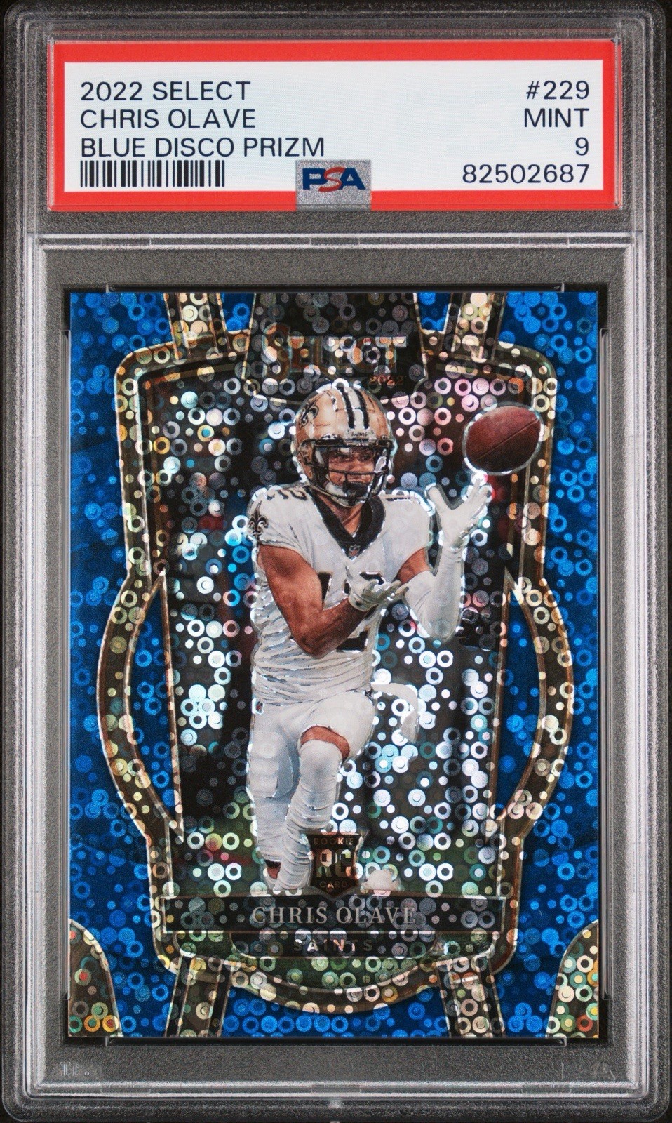 2022 Panini Select Club Level #229 Chris Olave Blue Disco Prizm Rookie #/25