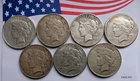 Lot of 7 Peace Dollars, 1922 & 1923, ($7.00 Face), 90% Silver, P-D-S Mints 🪙