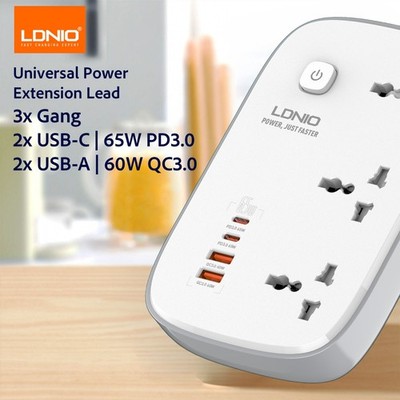 LDNIO 7-in-1 Steckdosenleiste 3 Gang 3250W | 65W 2x USB-C | 60W 2x USB-A