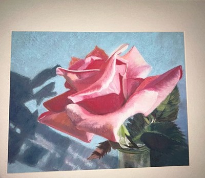 Original Pastel Rose Still Life  Fragility  Signed Lynn D Rios 18 T 22 W Framed